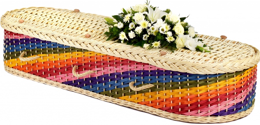 English Willow Eco2 Rounded Coffin in Rainbow Colours